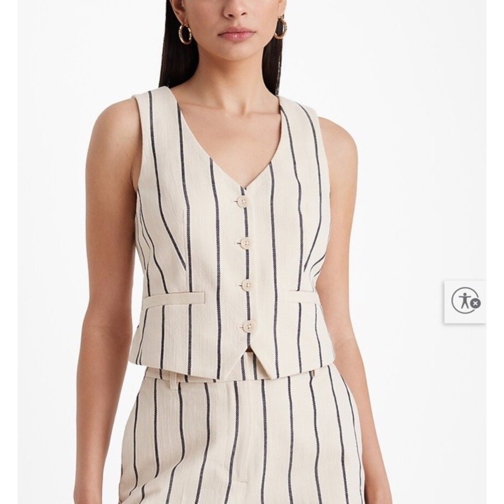 Express Womans Striped Vest XL cotton NWT lined